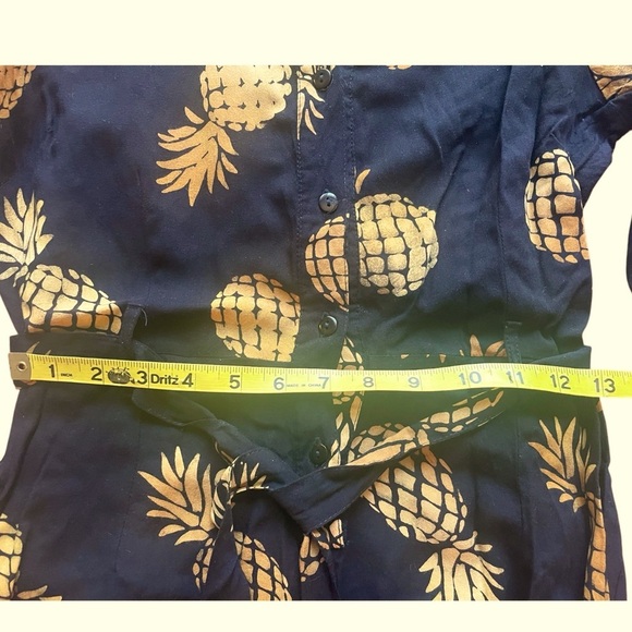 Sugarhill Brighton Pineapple Batik long sleeve wideleg jumpsuit with belt Sz 8 - Picture 7 of 7